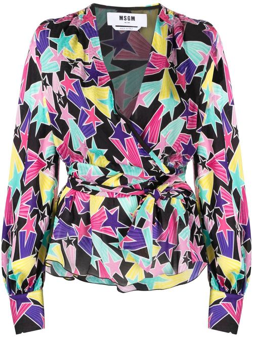 Star-print wraparound blouse - Pink