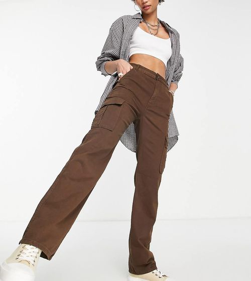 Tall straight leg cargo pants in washed brown