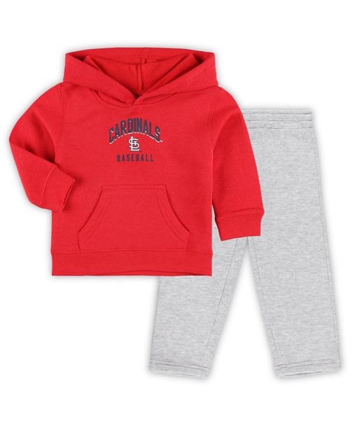 Baby Boys and Girls Red, Heather Gray St. Louis Cardinals Play by Play Pullover Hoodie and Pants Set - Red, Heather Gray