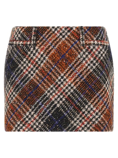 Houndstooth Wool Skirt — Multicolor