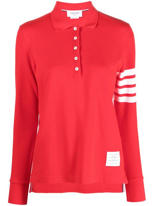 4-Bar long-sleeved polo shirt - Red