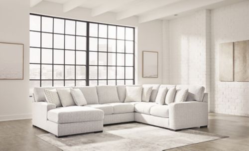 Larce 4-Piece Performance Fabric Sectional with Chaise, Stone