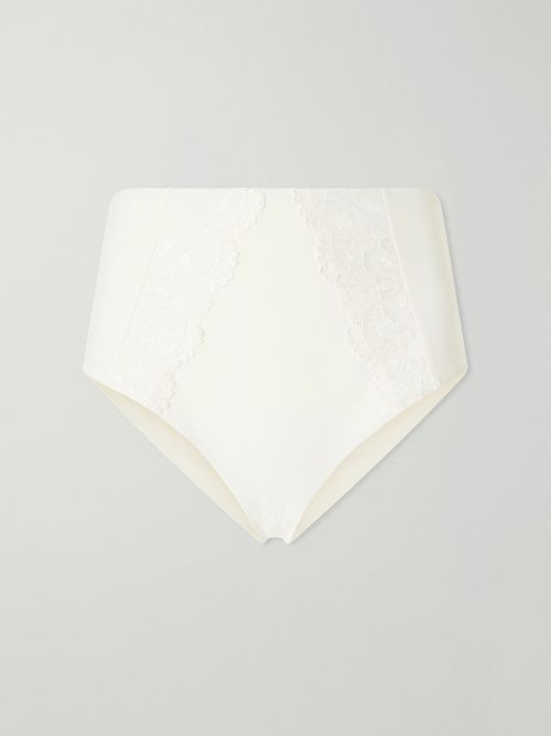 Juliette Embroidered Bikini Briefs - Ecru