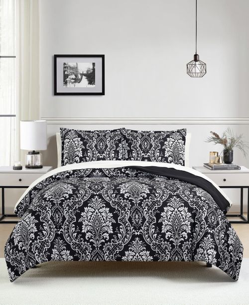 Demi Reversible 3-Pc. Comforter Sets - Black