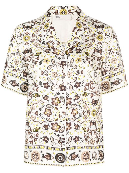 Paisley-print silk shirt - Neutrals
