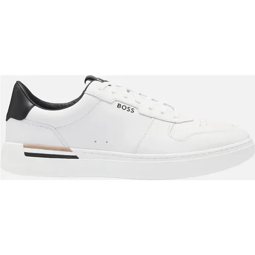 Men's BOSS Black Clint_Tenn_ItvpN Trainers 140 Open White - Size: 10