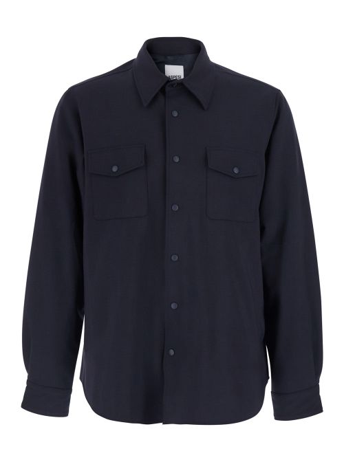 Wool-Blend Technical Shirt — Blue
