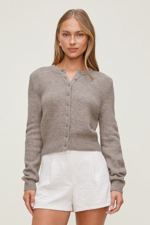 Rebecca Crewneck Cardigan - Brown - Women Clothing