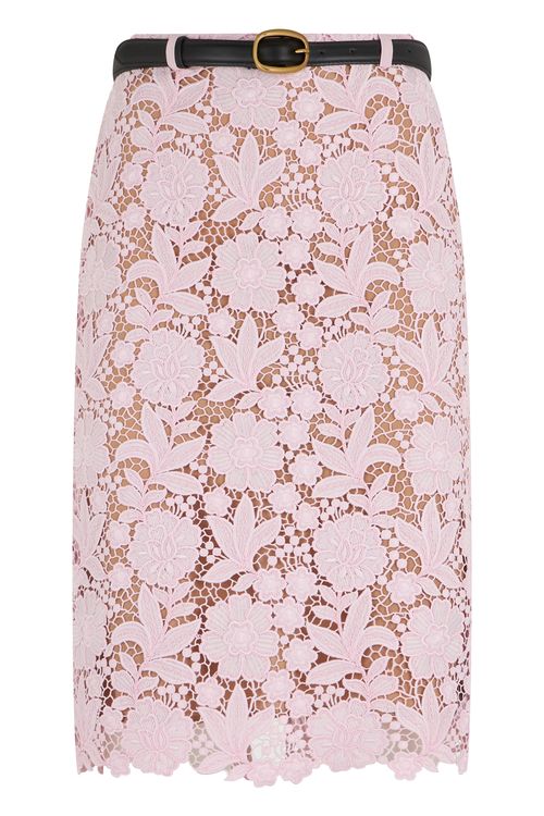 Floral Lace Skirt — Pink