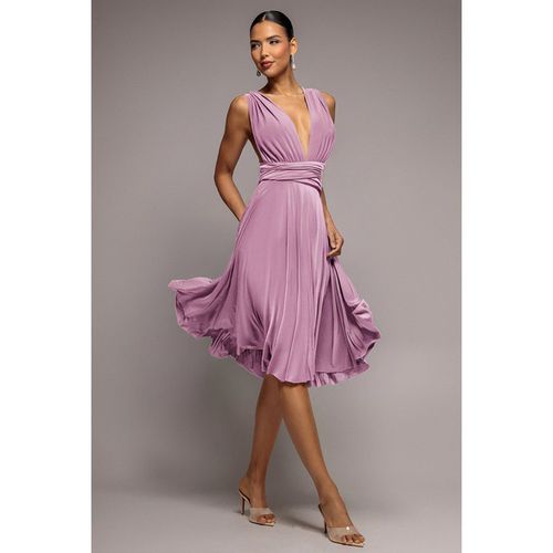 Goddiva Soft Touch Multi Way Open Back Midi Dress - Dusty Pink
