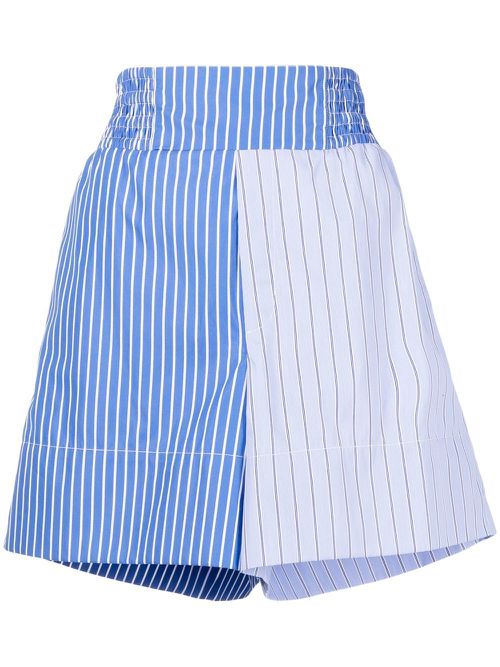 Two-tone striped cotton shorts - Blue