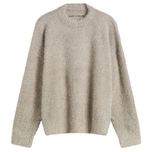 Men's Faux Alpaca Knit Crewneck Grey Melange