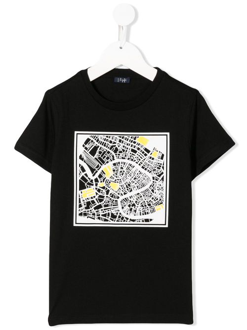 Contrast print T-shirt - Black