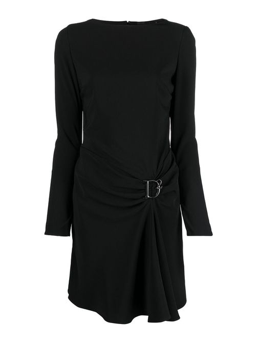 Logo-plaque draped dress