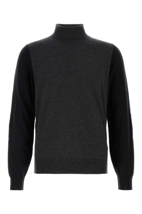 Two-Tone Wool Sweater — Gray