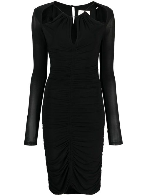 Cut-out ruched midi dress - Black