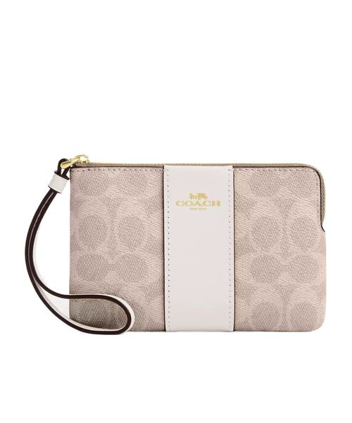 Corner Zip Wristlet In Signature Canvas With Stripe