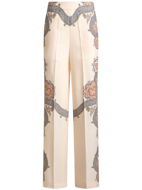 Year of Snake silk palazzo trousers - Neutrals