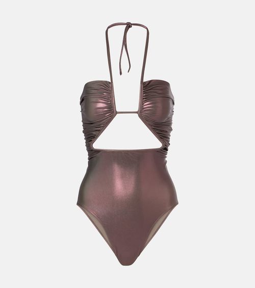 Metallic halterneck swimsuit