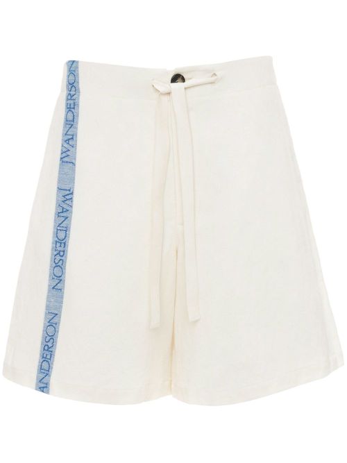 Intarsia-logo wide-leg shorts - Neutrals