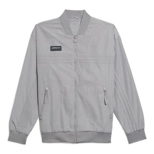 Men's originals x Spezial Crossover Logo Zipper Solid Color Pocket Jacket Gray
