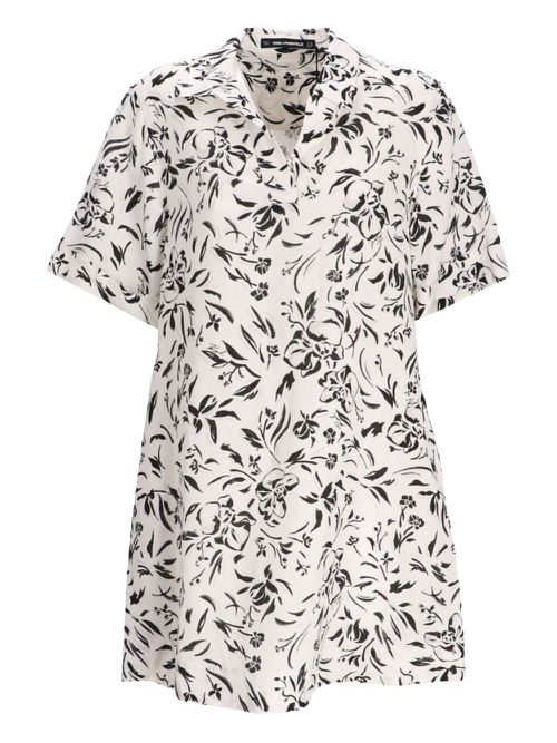 Floral-print mini dress - White