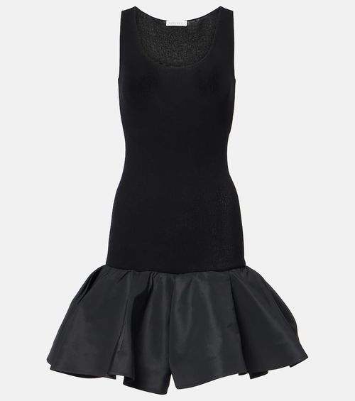 Peplum cotton-blend midi dress