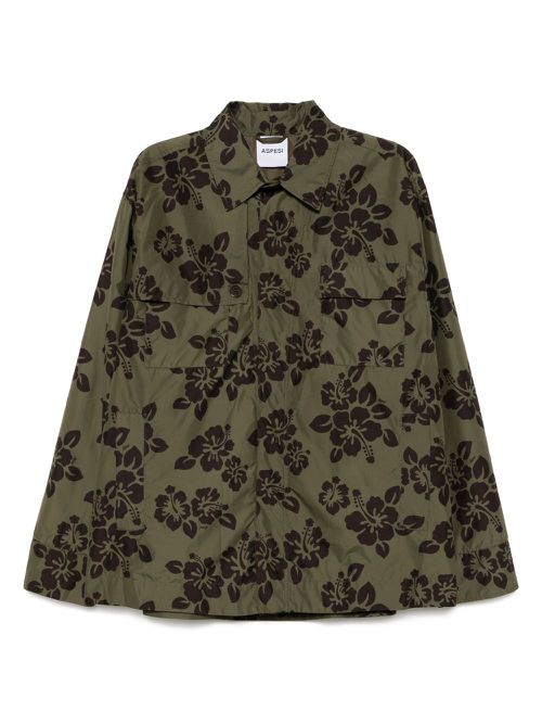 ASPESI hibiscus-print lightweight jacket - Green