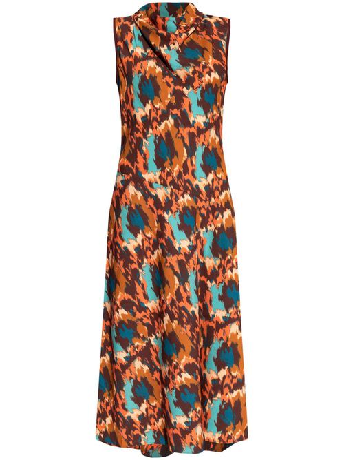 Kalena graphic-print midi dress - Orange