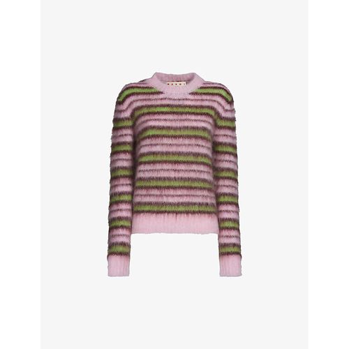 Womens Quartz Striped-pattern Ribbed-trim Wool-blend Jumper 10