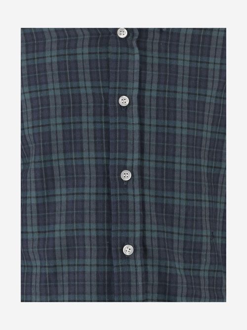Check Pattern Cotton Shirt — Navy