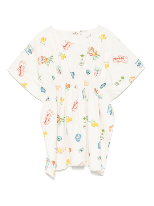 Andorine mediterranean-print kaftan dress - White