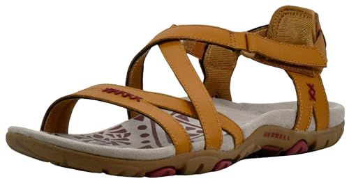 Merrell Womens Sandspur Rose Leather Strappy Sandals Tan 9 Medium 