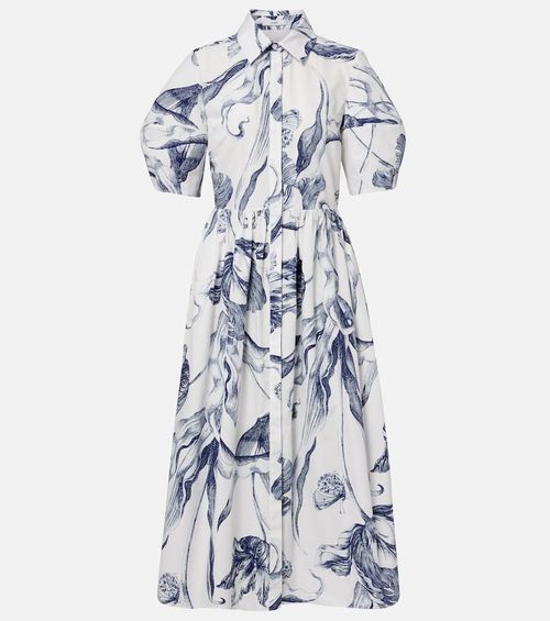 Floral cotton poplin shirt dress