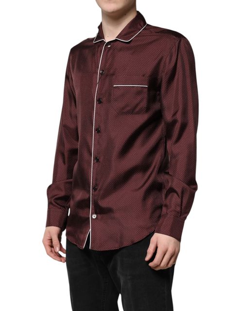Silk Dotted Shirt — Burgundy