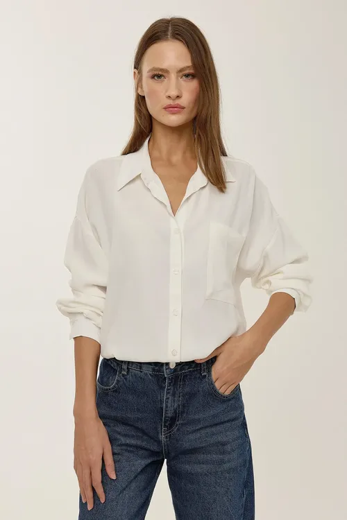 Dusty White Loose Fitted White Shirt Women