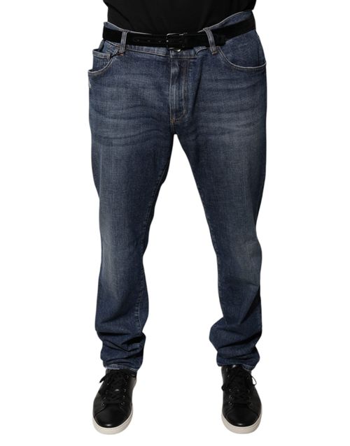 Cotton Logo Skinny Denim Jeans — Blue