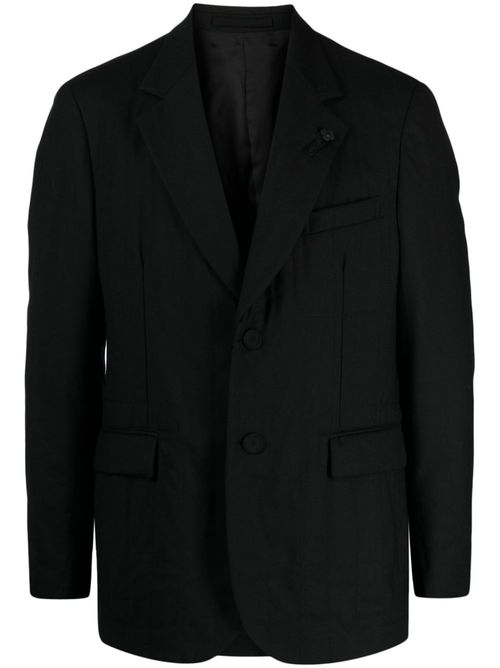 Flower-charm single-breasted blazer - Black