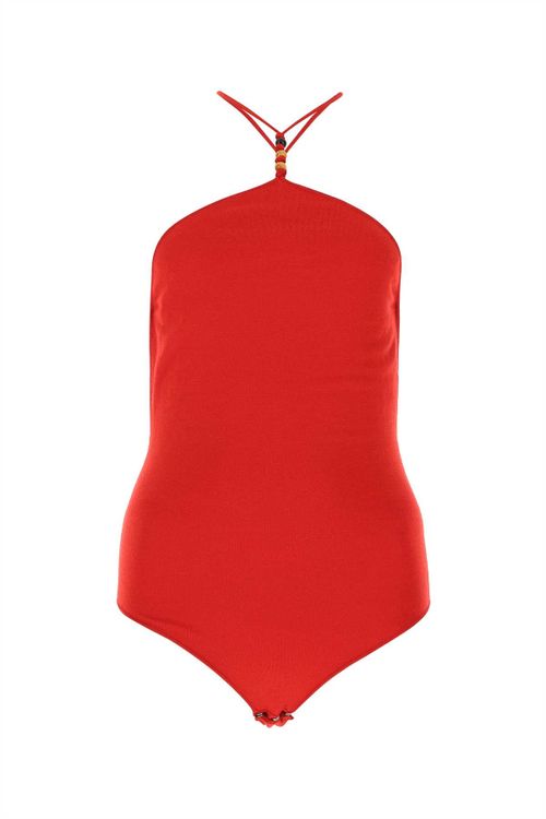 Stretch Cashmere Blend Bodysuit — Red