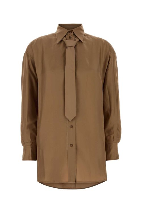 Silk Oversized Shirt — Beige