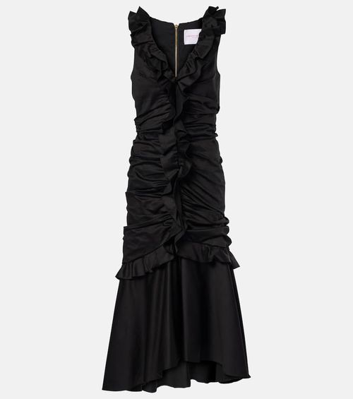 Ruffled cotton-blend midi dress