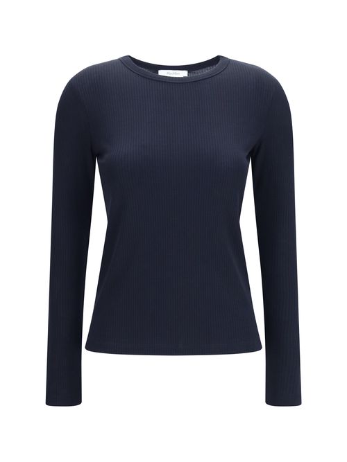 Ribbed Long-Sleeve Sweater — Navy