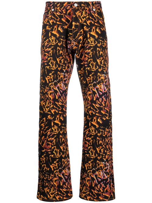 Abstract-print straight-leg trousers - Black
