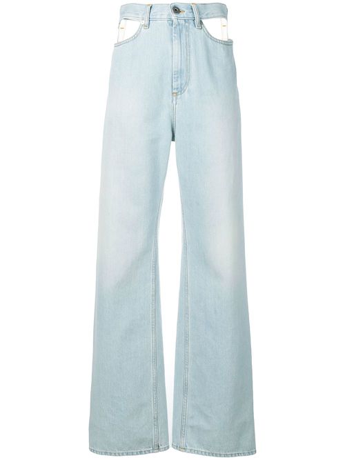 Cut-out wide leg jeans - Blue