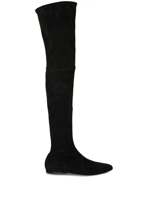 Logo-embroidered thigh-high boots - Black