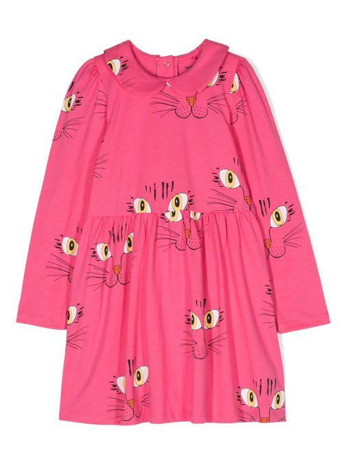 Angry Cat long-sleeve dress - Pink