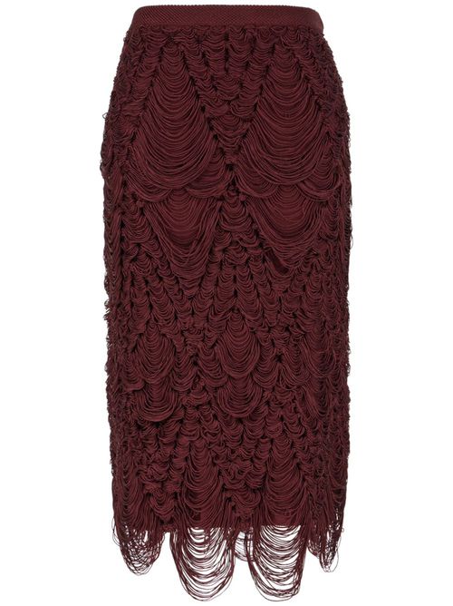 Fringed midi skirt - Red