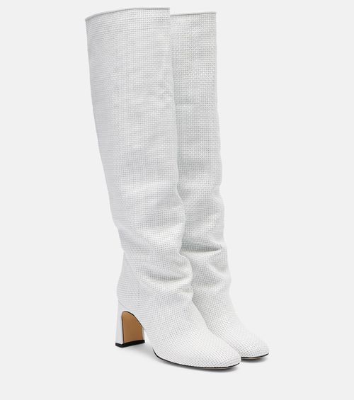 Roberta woven leather knee-high boots