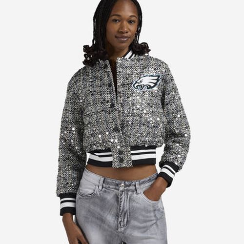 Women's Philadelphia Eagles Tweed Sequin Bomber Jacket in Black