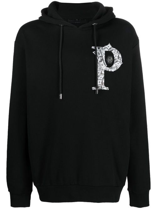 Money graphic-print hoodie - Black